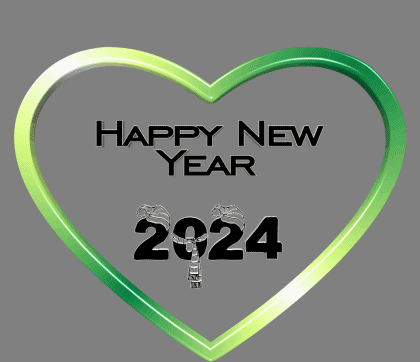 Zielone serce szczęśliwego nowego 2024 roku